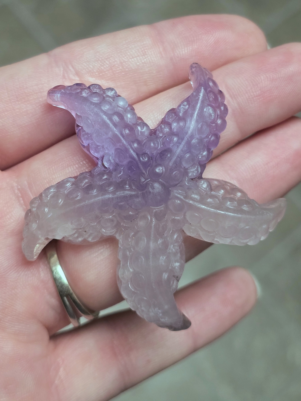 Purple Fluorite Starfish Carving | Ocean Crystal Decor | Sea Life Collection